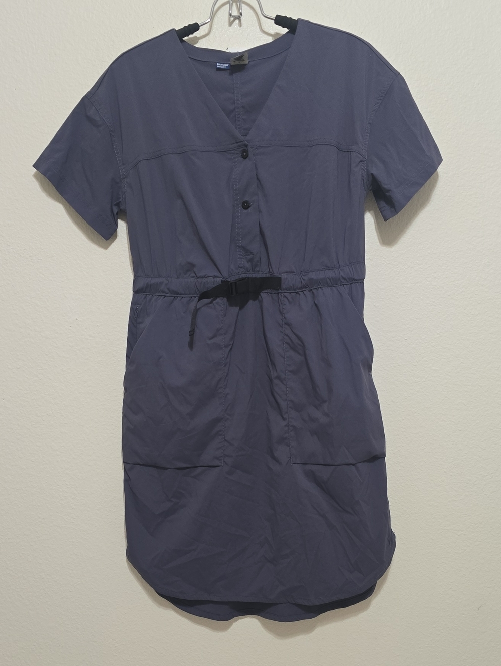 REI Co-op Purple Short-Sleeve Button Drawstring Mini Dress M